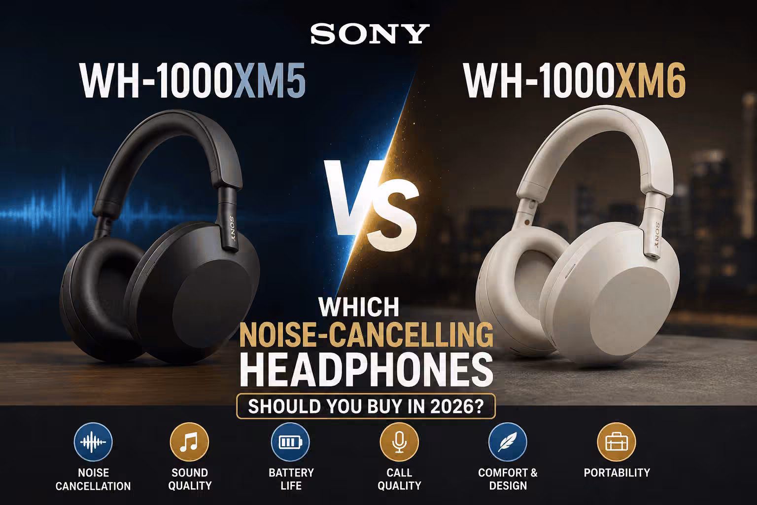 Sony WH-1000XM5 and WH-1000XM6 side by side comparison